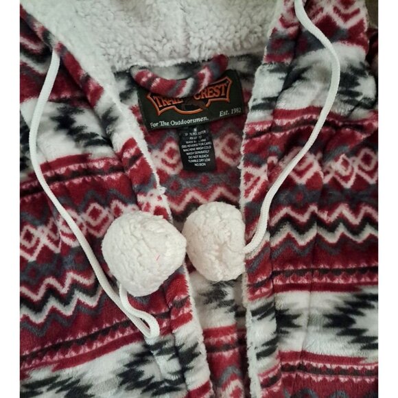 Trail Crest Robe Womens Fleece Full Length Hooded Belt Southwest Aztec Pockets M - Picture 3 of 8